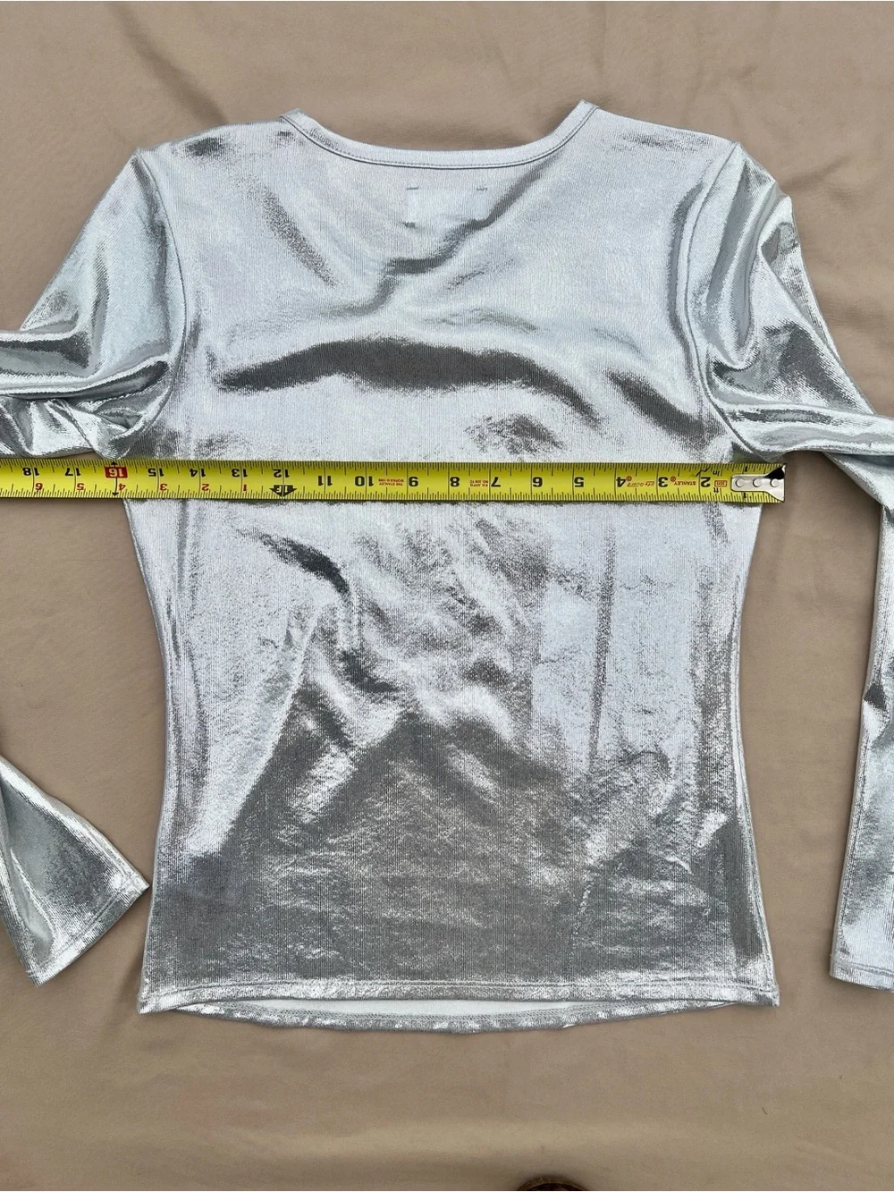 NWT $69 EVERY - Silver Metallic Long Sleeve Top - Picture 3 of 7